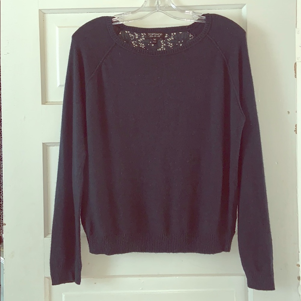 Topshop Teal sweater with lace back panel size M